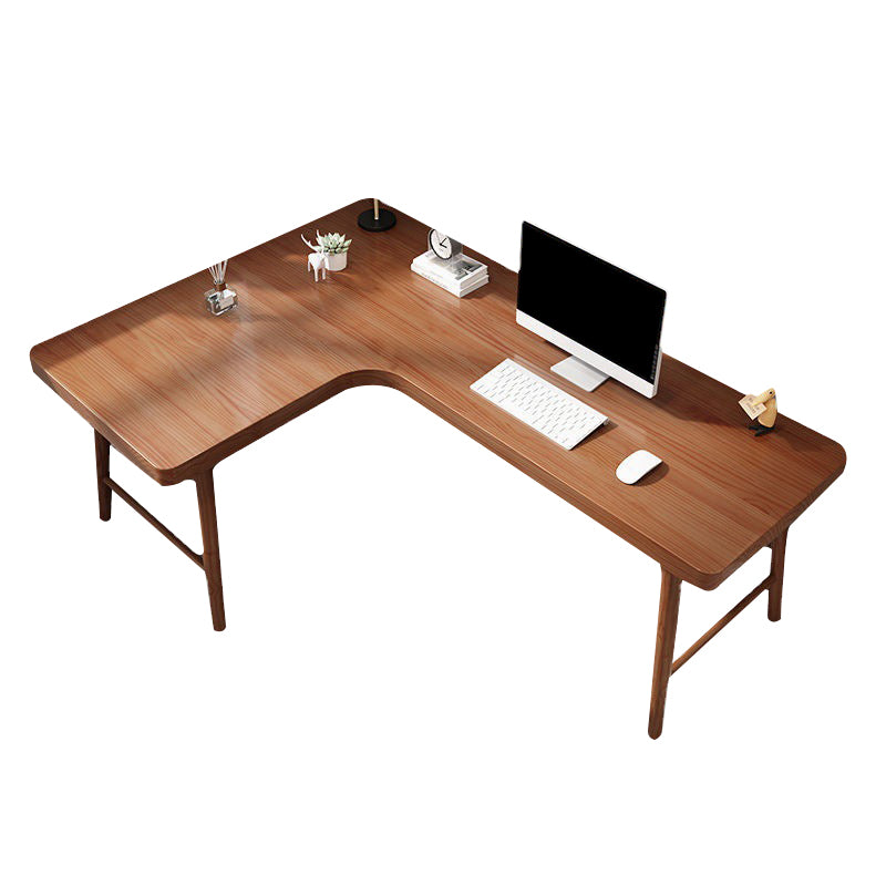 Modern Solid Wood Office Desk Corner 29.53 Inch Tall Writing Desk in Brown