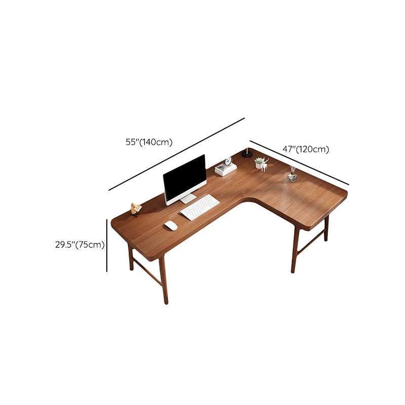 Modern Solid Wood Office Desk Corner 29.53 Inch Tall Writing Desk in Brown