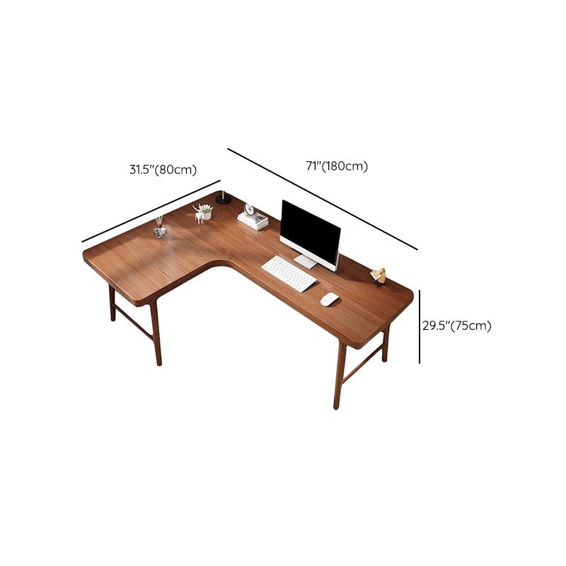 Modern Solid Wood Office Desk Corner 29.53 Inch Tall Writing Desk in Brown