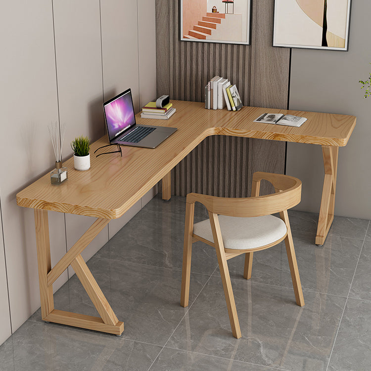 Modern Style Wooden Writing Desk L-Shape Office Table with 3 Legs for Home