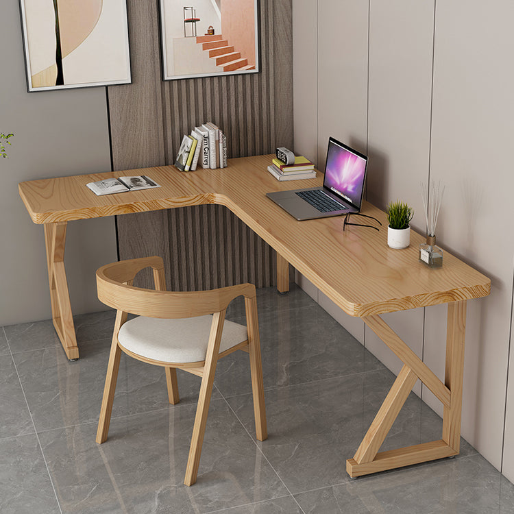 Modern Style Wooden Writing Desk L-Shape Office Table with 3 Legs for Home