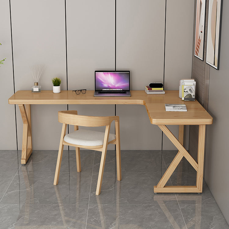 Modern Style Wooden Writing Desk L-Shape Office Table with 3 Legs for Home