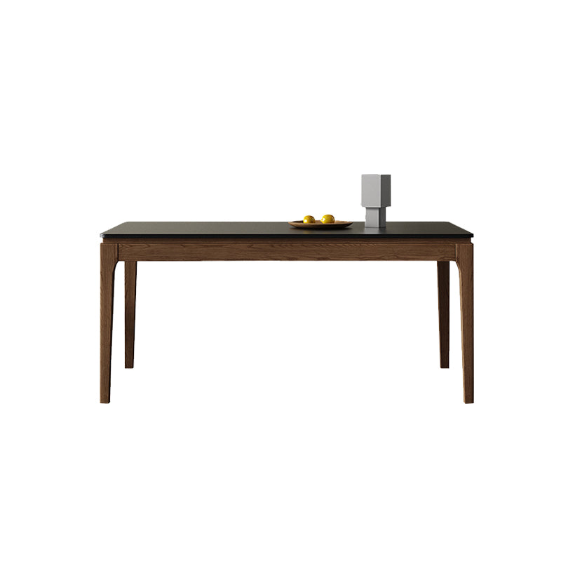 Ash Wood Frame Dining Table Black Stone Top Dinette Table for Home