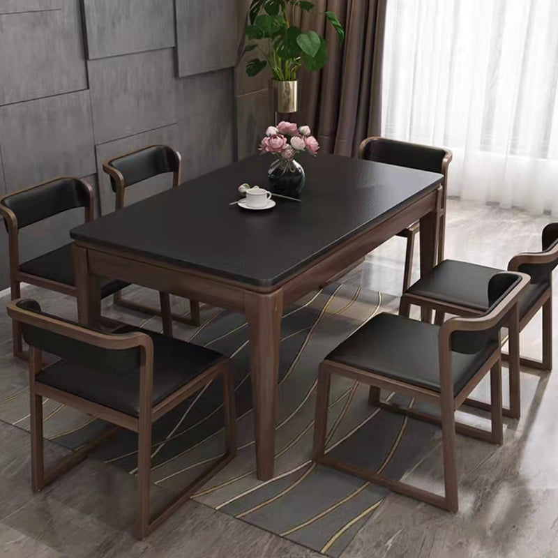 Ash Wood Frame Dining Table Black Stone Top Dinette Table for Home