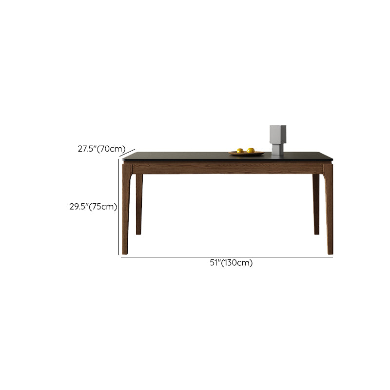 Ash Wood Frame Dining Table Black Stone Top Dinette Table for Home