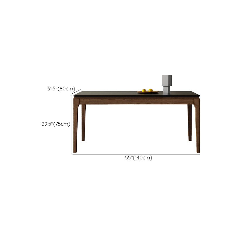 Ash Wood Frame Dining Table Black Stone Top Dinette Table for Home