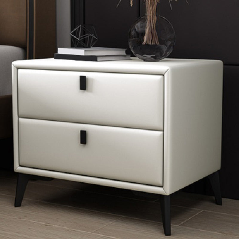 Faux Leather Accent Table Nightstand Contemporary Bed Nightstand