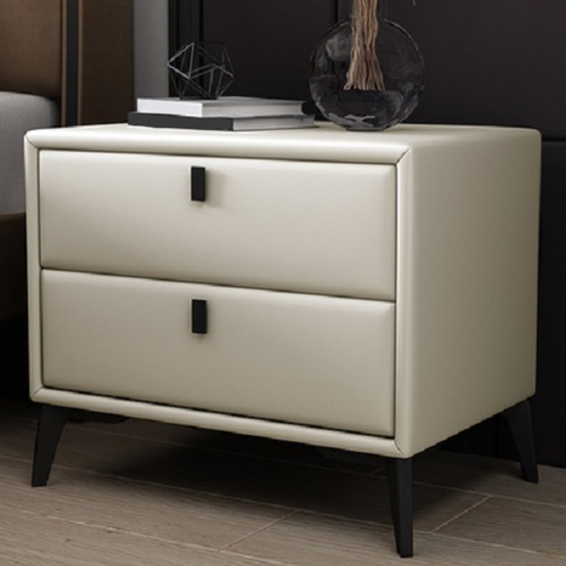 Faux Leather Accent Table Nightstand Contemporary Bed Nightstand