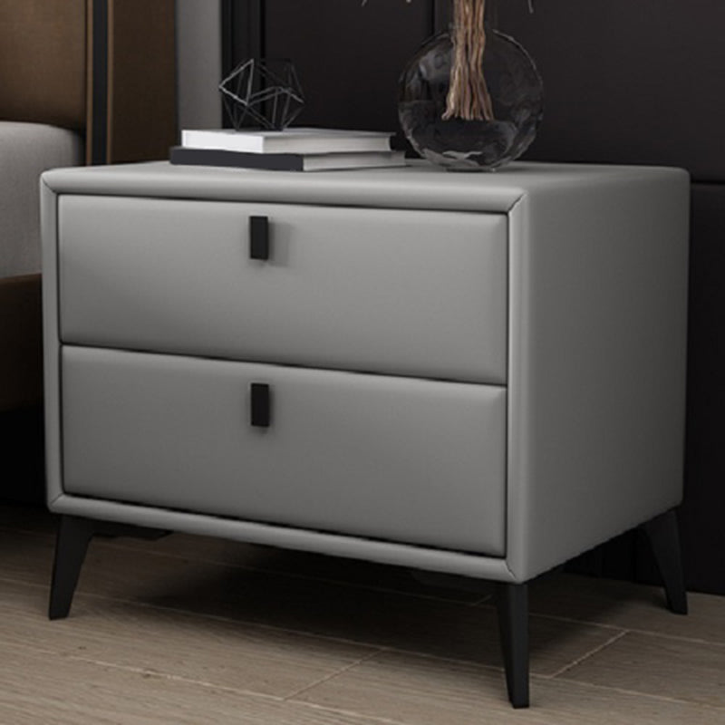 Faux Leather Accent Table Nightstand Contemporary Bed Nightstand