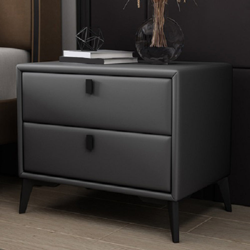 Faux Leather Accent Table Nightstand Contemporary Bed Nightstand