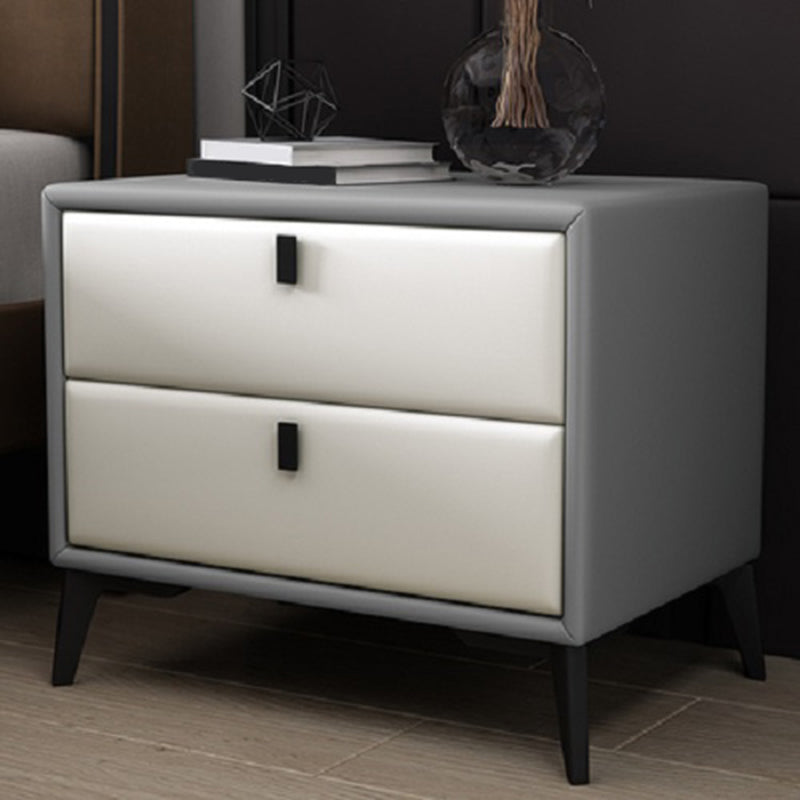 Faux Leather Accent Table Nightstand Contemporary Bed Nightstand