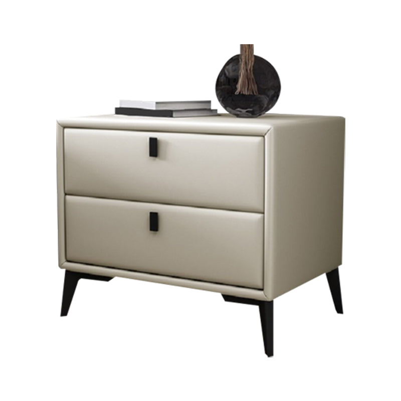 Faux Leather Accent Table Nightstand Contemporary Bed Nightstand