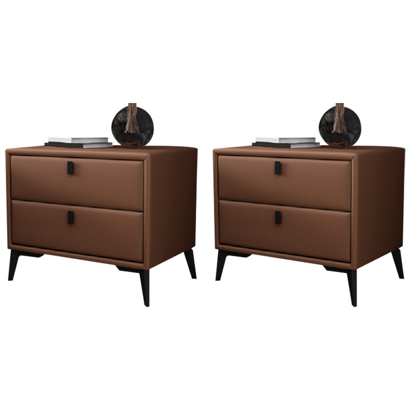 Faux Leather Accent Table Nightstand Contemporary Bed Nightstand