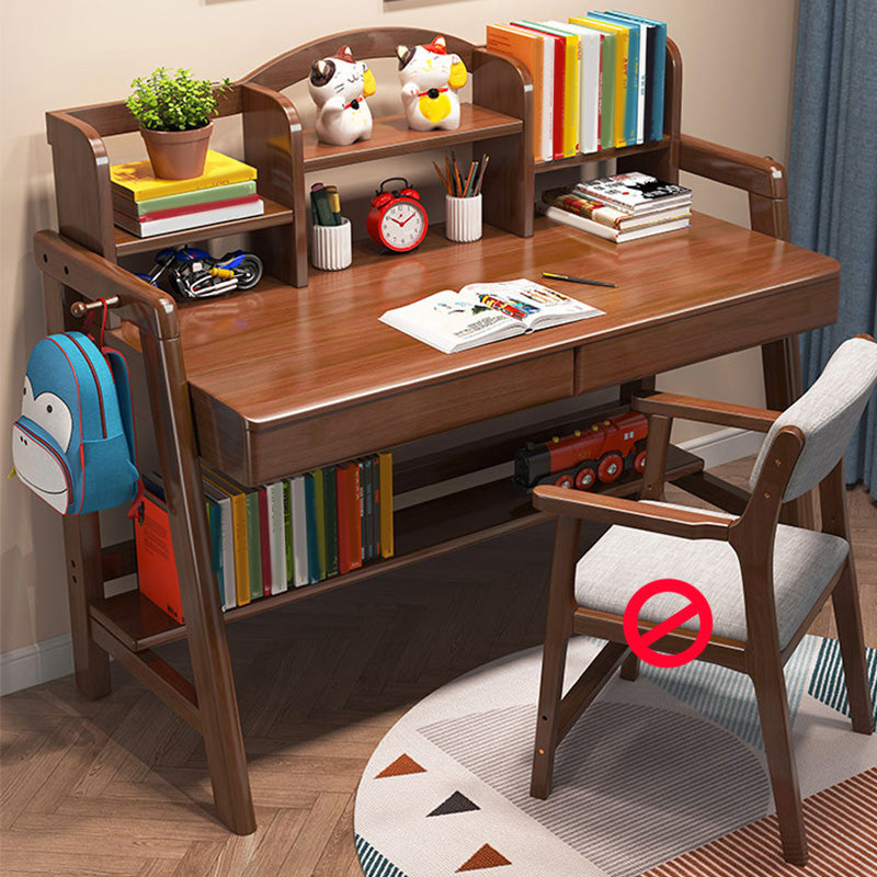 Adjustable Home Kids Desk 23.6" W Wooden Desk Kids Desk and Chair with Bookshelf