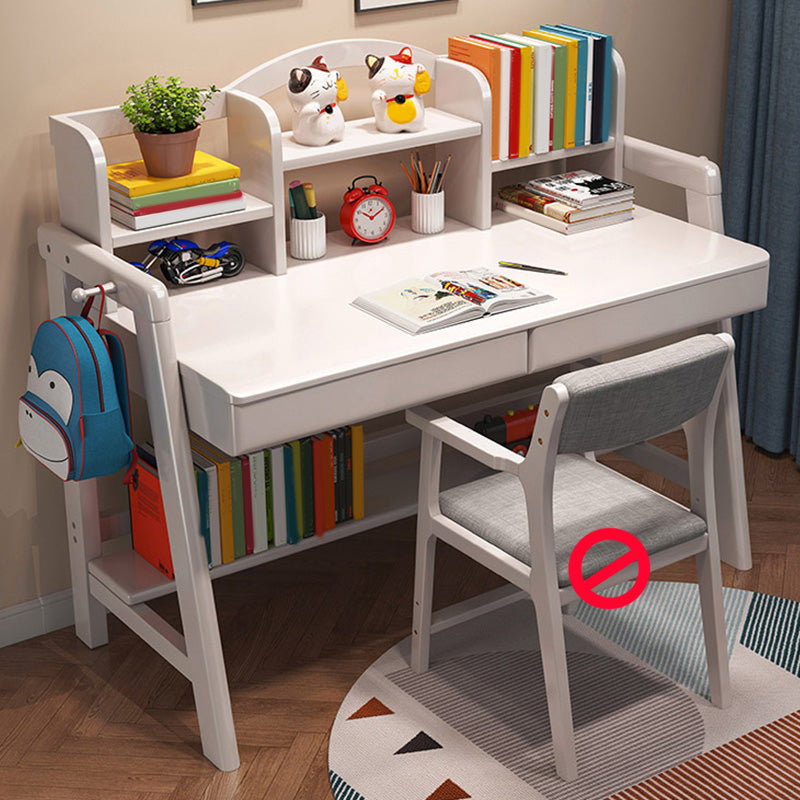 Adjustable Home Kids Desk 23.6" W Wooden Desk Kids Desk and Chair with Bookshelf