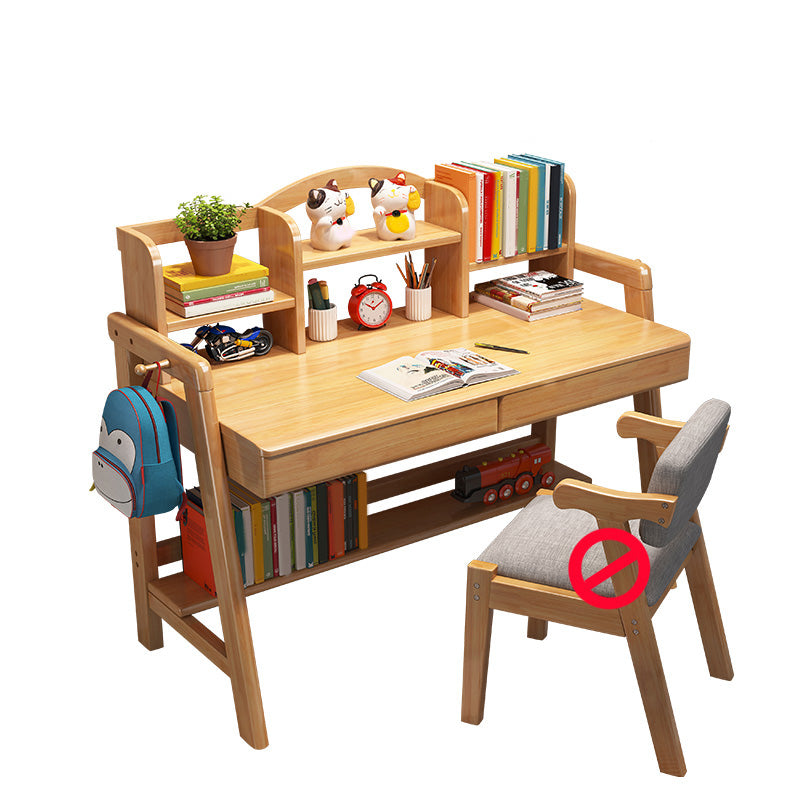 Adjustable Home Kids Desk 23.6" W Wooden Desk Kids Desk and Chair with Bookshelf