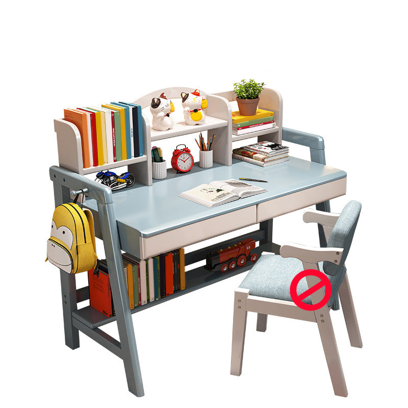 Adjustable Home Kids Desk 23.6" W Wooden Desk Kids Desk and Chair with Bookshelf