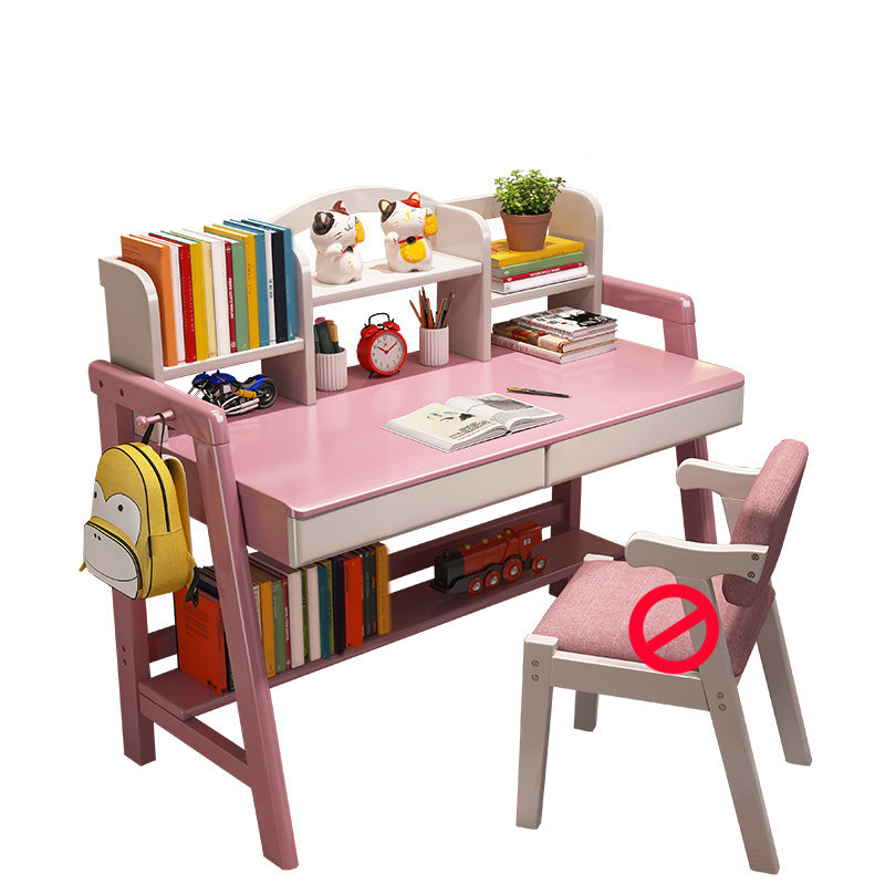 Adjustable Home Kids Desk 23.6" W Wooden Desk Kids Desk and Chair with Bookshelf