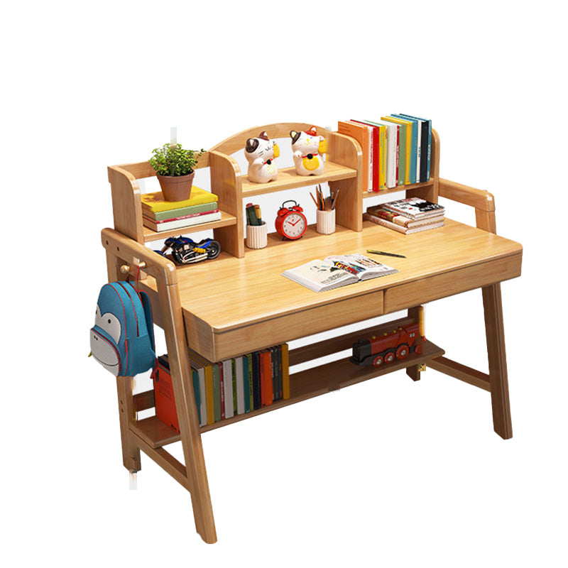 Adjustable Home Kids Desk 23.6" W Wooden Desk Kids Desk and Chair with Bookshelf