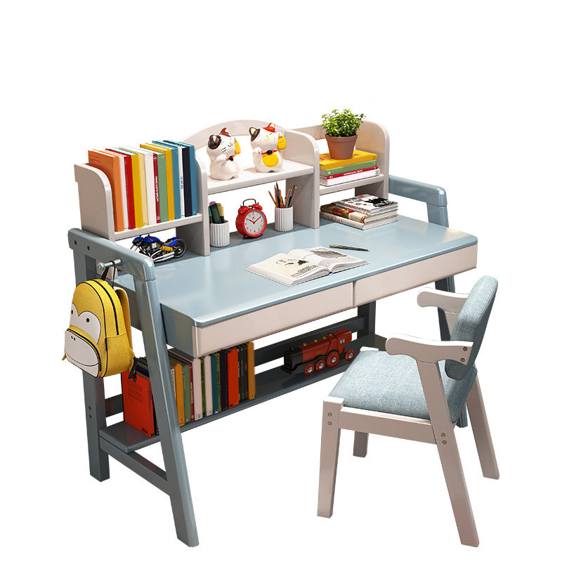 Adjustable Home Kids Desk 23.6" W Wooden Desk Kids Desk and Chair with Bookshelf