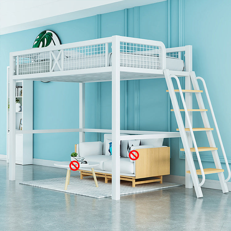 No Theme Kids Bed Gender Neutral Metal Loft Bed with Guardrail