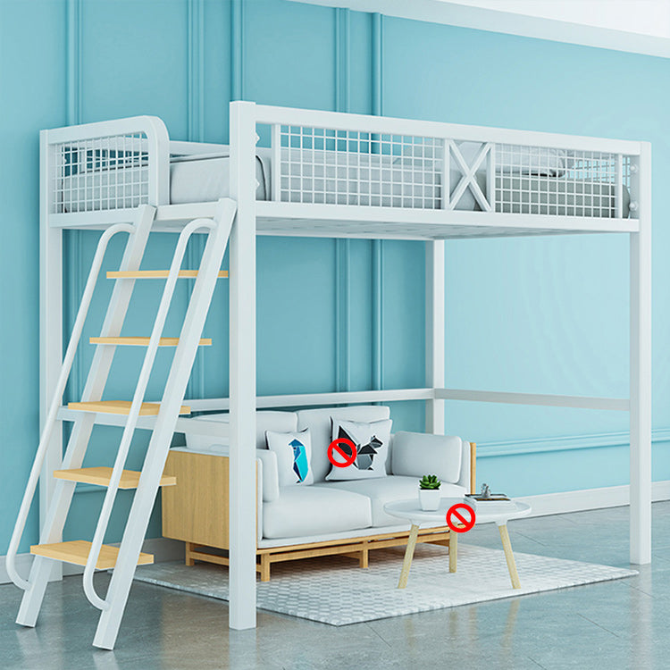 No Theme Kids Bed Gender Neutral Metal Loft Bed with Guardrail