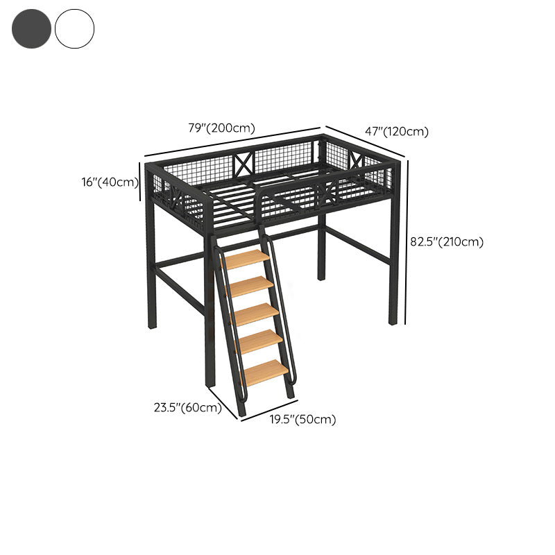 No Theme Kids Bed Gender Neutral Metal Loft Bed with Guardrail