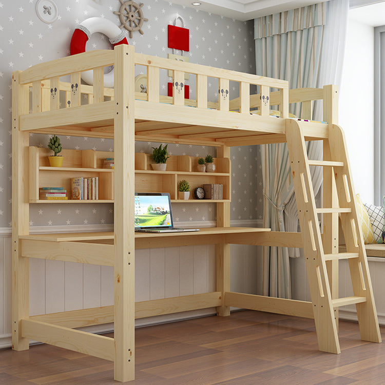 Gender Neutral No Theme Kids Bed Scandinavian Loft Bed with Guardrail