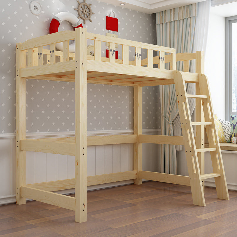 Gender Neutral No Theme Kids Bed Scandinavian Loft Bed with Guardrail