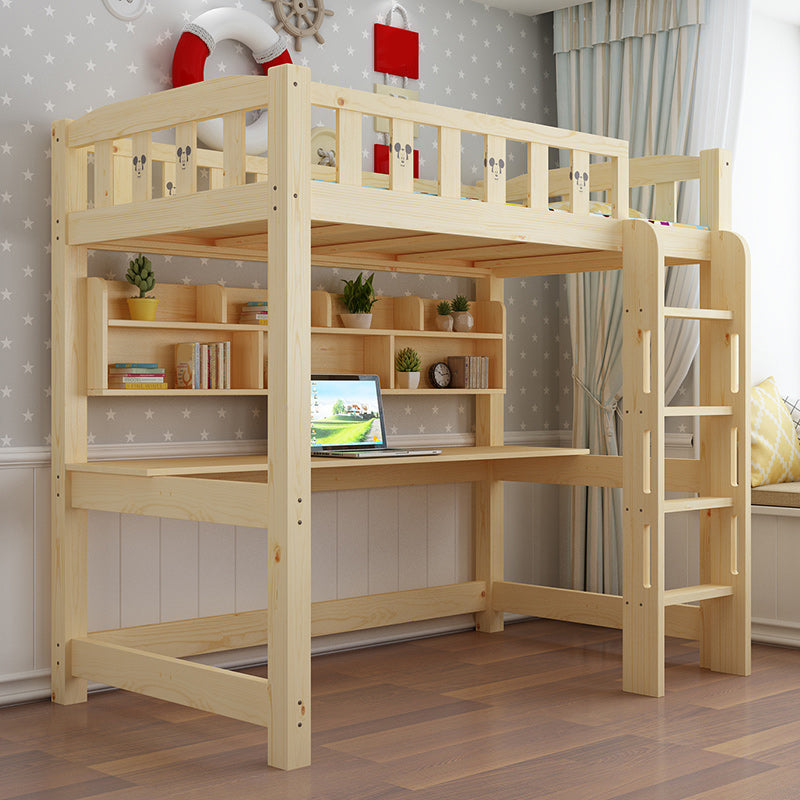 Gender Neutral No Theme Kids Bed Scandinavian Loft Bed with Guardrail