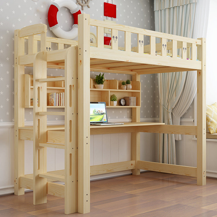 Gender Neutral No Theme Kids Bed Scandinavian Loft Bed with Guardrail