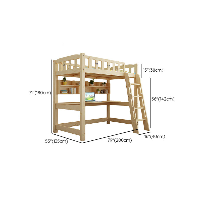 Gender Neutral No Theme Kids Bed Scandinavian Loft Bed with Guardrail