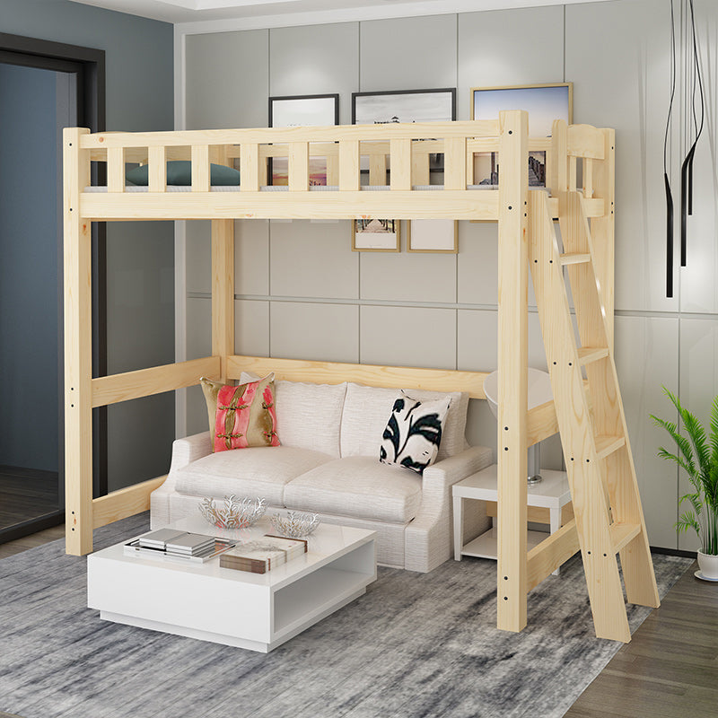 No Theme Scandinavian Kids Bed Solid Wood Loft Bed with Guardrail