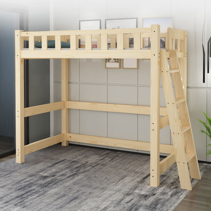 No Theme Scandinavian Kids Bed Solid Wood Loft Bed with Guardrail