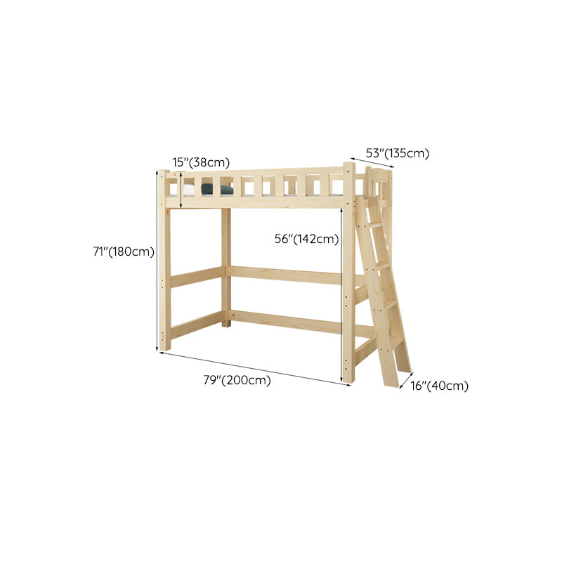 No Theme Scandinavian Kids Bed Solid Wood Loft Bed with Guardrail