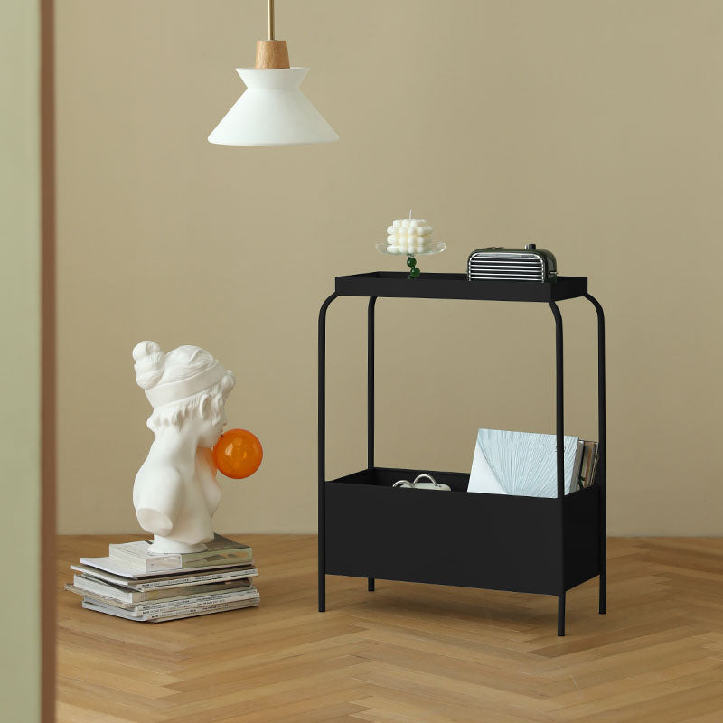 Contemporary Open Storage Bedside Cabinet Metal Accent Table Nightstand with Legs