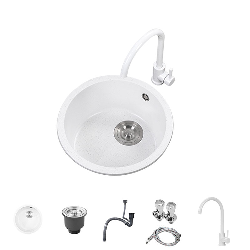 Quartz Kitchen Bar Sink Modern Round Shape Kitchen Bar Sink with Drain Assembly