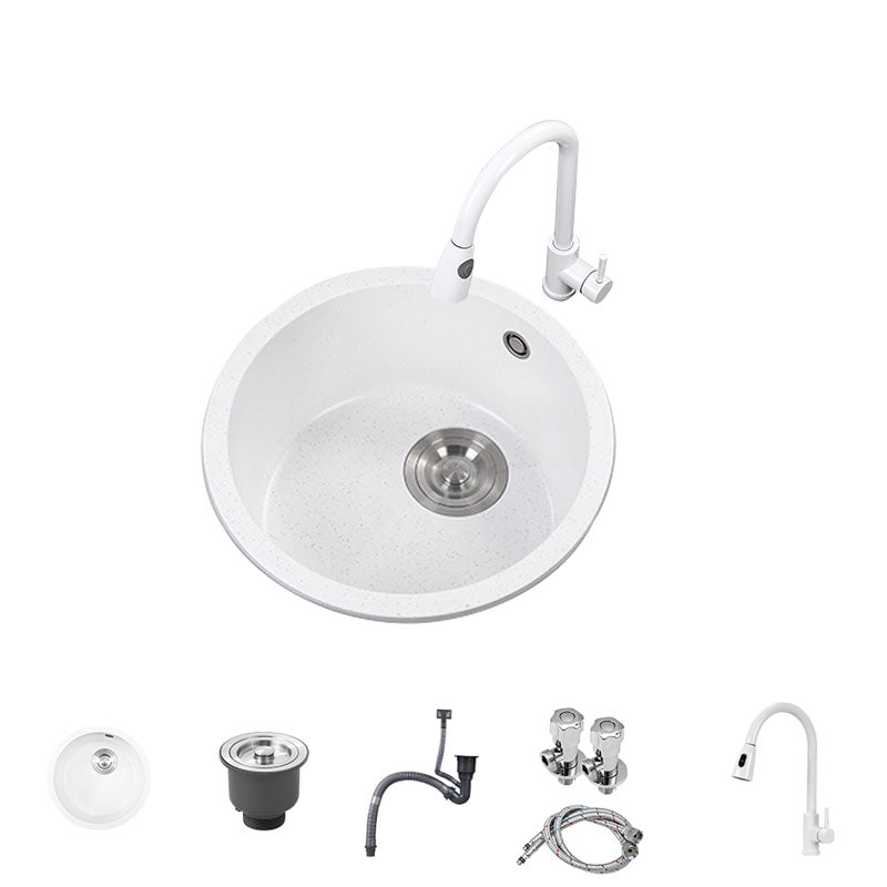 Quartz Kitchen Bar Sink Modern Round Shape Kitchen Bar Sink with Drain Assembly