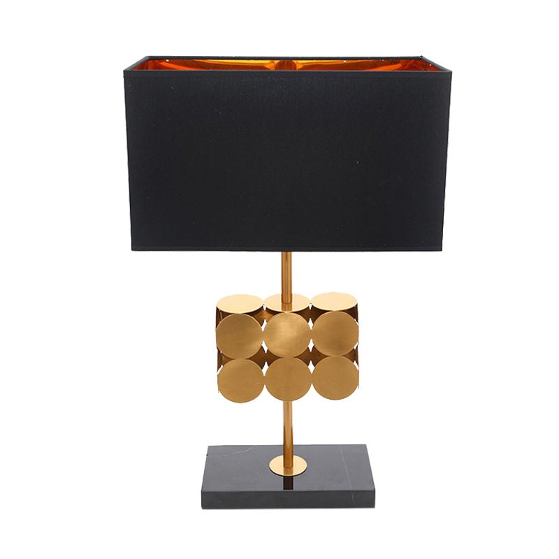 Rectangle Metal Nightstand Light Modernist 1 Light Black Fabric Desk Lamp for Bedroom