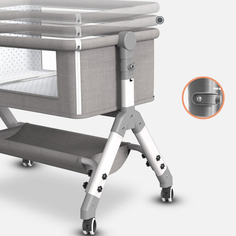 Baby Height Adjustable Bassinet Portable Crib Cradle with Washable Mattress