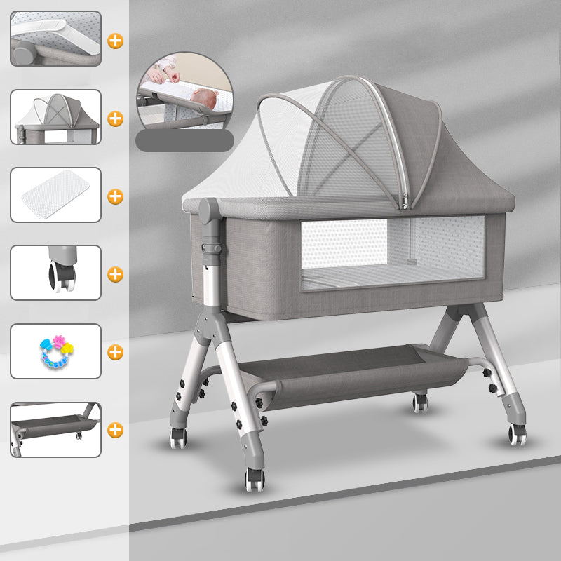 Baby Height Adjustable Bassinet Portable Crib Cradle with Washable Mattress