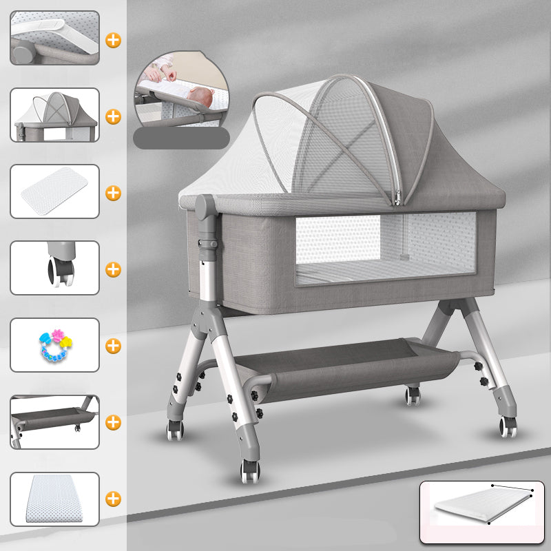 Baby Height Adjustable Bassinet Portable Crib Cradle with Washable Mattress