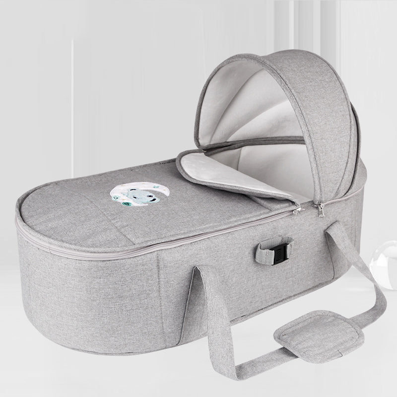 Matte Fabric Portable Moses Basket Foldable Bassinet with Canopy