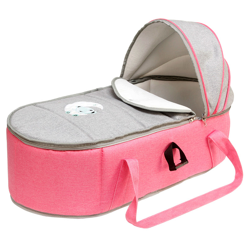 Matte Fabric Portable Moses Basket Foldable Bassinet with Canopy