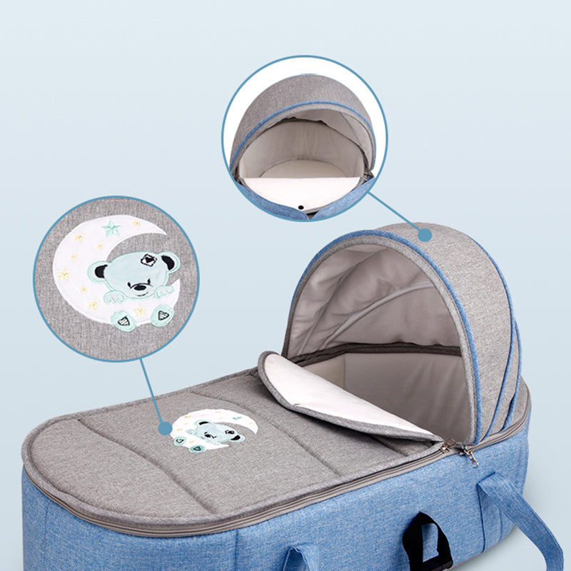 Matte Fabric Portable Moses Basket Foldable Bassinet with Canopy