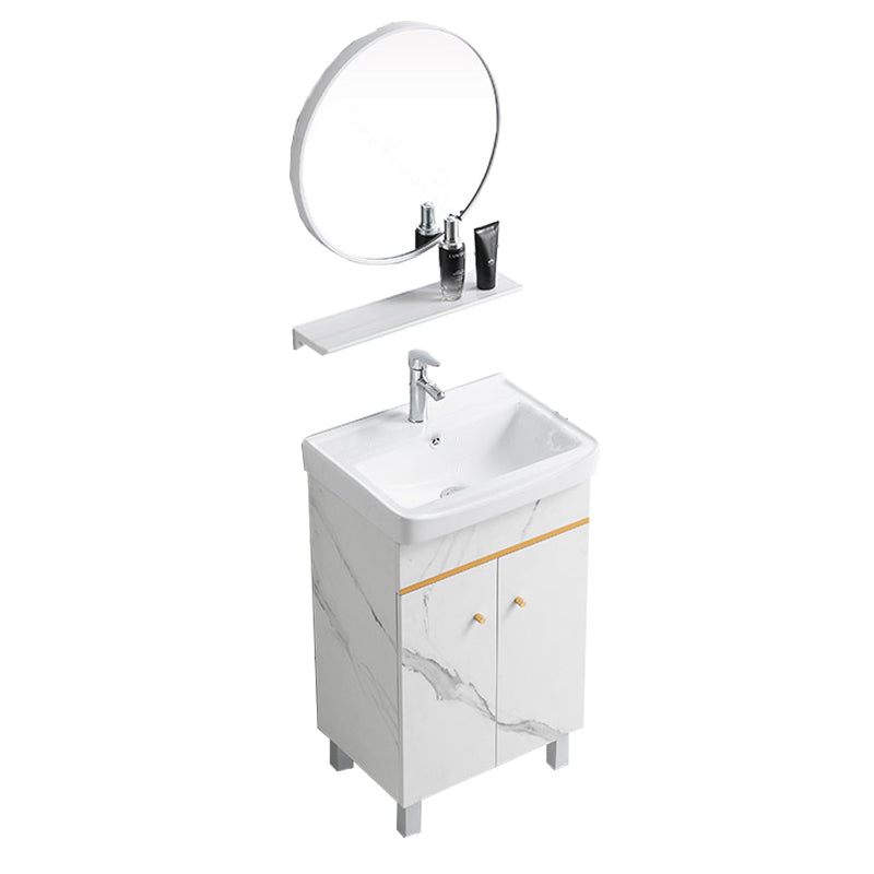 Modern Single Sink Bathroom Vanity White Ceramic Top Rectangular Vanity Set