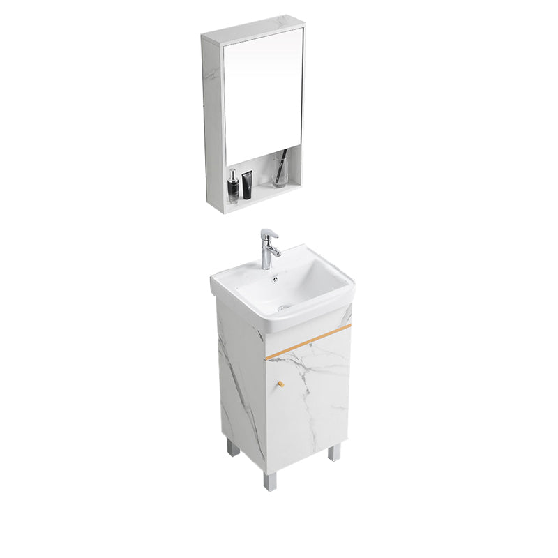 Modern Single Sink Bathroom Vanity White Ceramic Top Rectangular Vanity Set