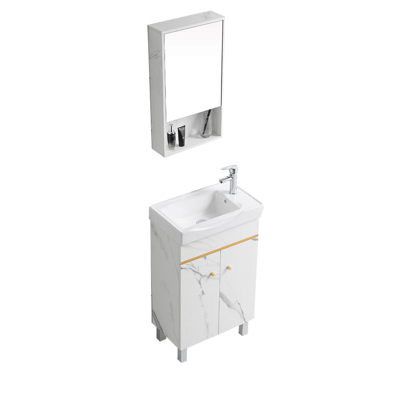 Modern Single Sink Bathroom Vanity White Ceramic Top Rectangular Vanity Set