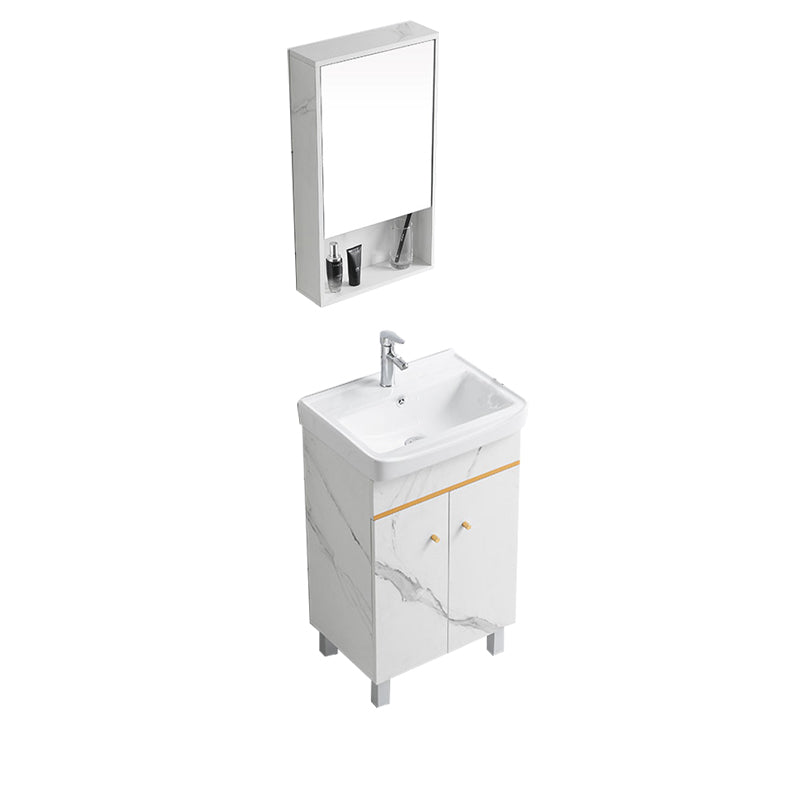 Modern Single Sink Bathroom Vanity White Ceramic Top Rectangular Vanity Set