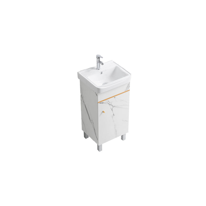 Modern Single Sink Bathroom Vanity White Ceramic Top Rectangular Vanity Set